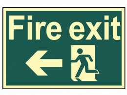Scan Fire Exit Running Man Arrow Left - Photoluminescent 300 x 200mm £16.99